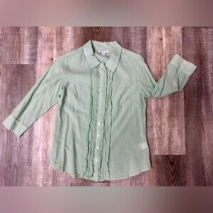 Banana Republic Light Green Striped Shirt